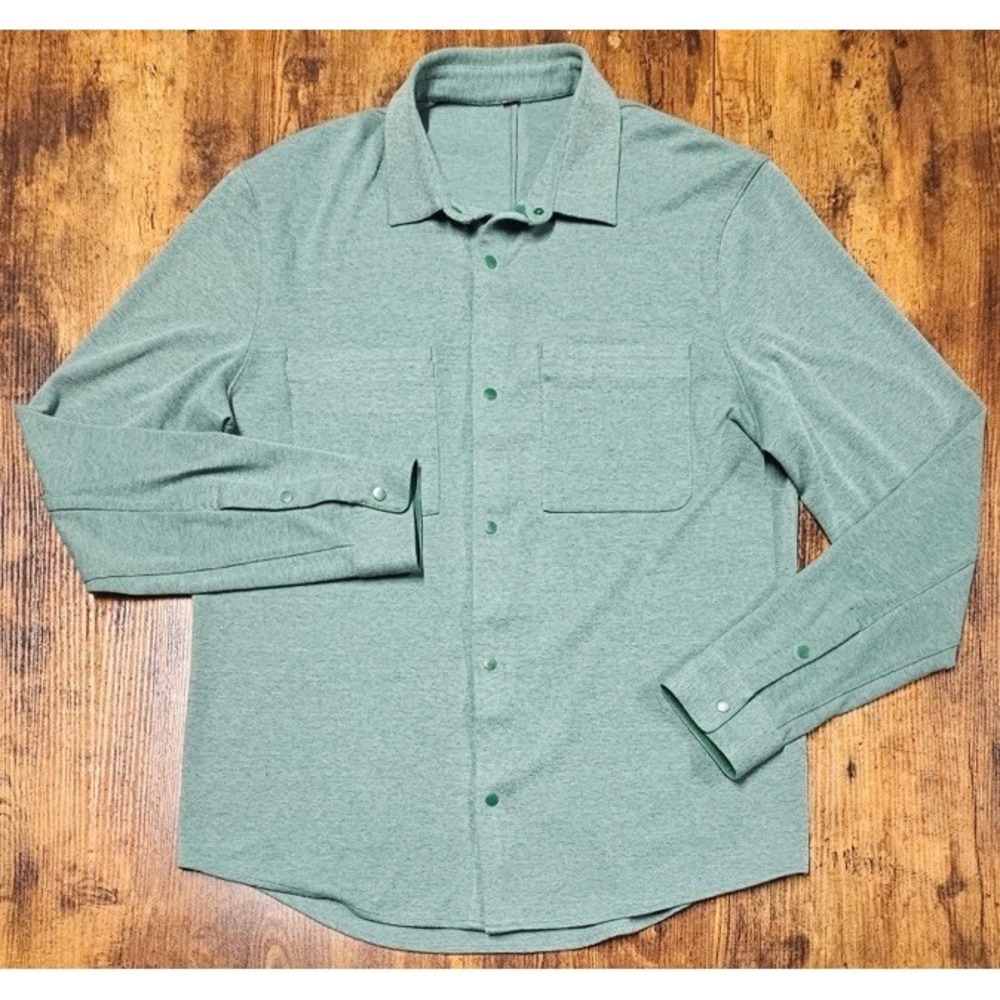 Lululemon Green Soft Knit Overshirt Long Sleeve Tidewater Teal Green Men's Large